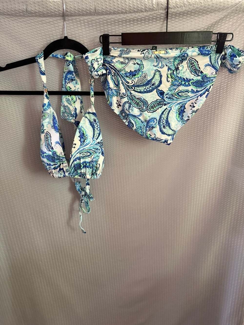 Lauren Ralph Lauren Blue Paisley Triangle Halter Bikini Set Size 16